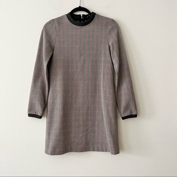Zara Houndstooth Long Sleeve Mini Dress - Picture 2 of 5